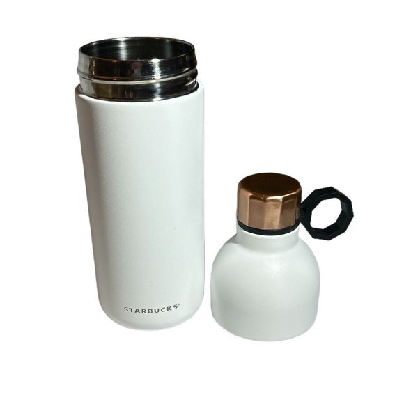 Starbucks China White Tumbler Bottle With Bronze Color Lid - Picture 7 of 10